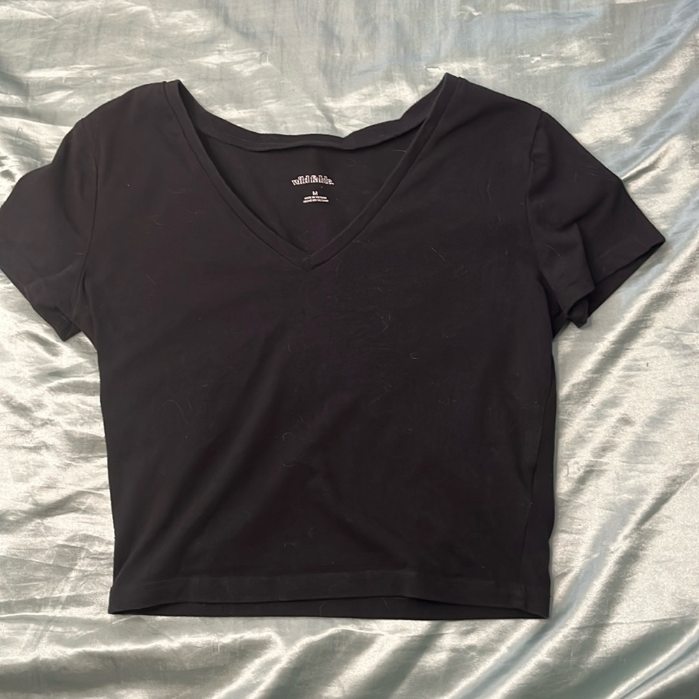 Wild Fable Black V-Neck Crop Top